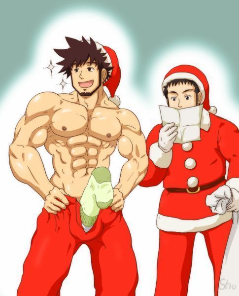 Cartoon Gay Vestidos de Papai Noel 1